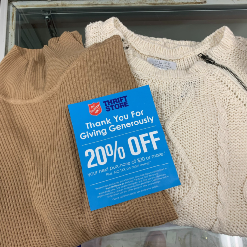 Photo of coupon from donations of clothing and household goods