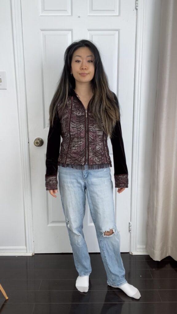 Anna wearing jacket with jeans - unstyled look #3
