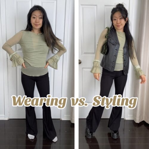 Anna wearing vs styling thrifted winterwear looks