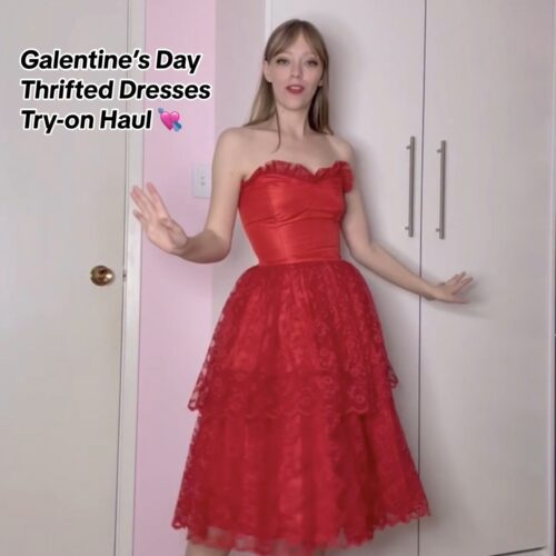 Galentine's Day Thrifted Dresses Tryon Haul with Jade for Valentine's Day: Dress 3 - red