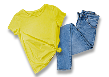 Yellow t-shirt and blue jeans