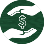 Icon of dollar sign held between two hands