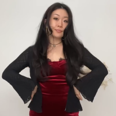 Anna in red dress