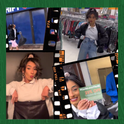 Photos of a thrifter and influencer as she donates and shops during Earth Month